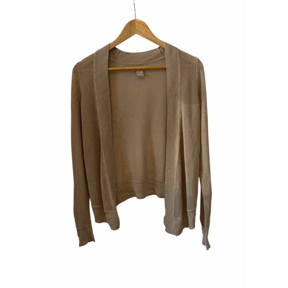 Lucky Brand Beige Open Knit Cardigan Small Lightweight Long Sleeve Boho Layering